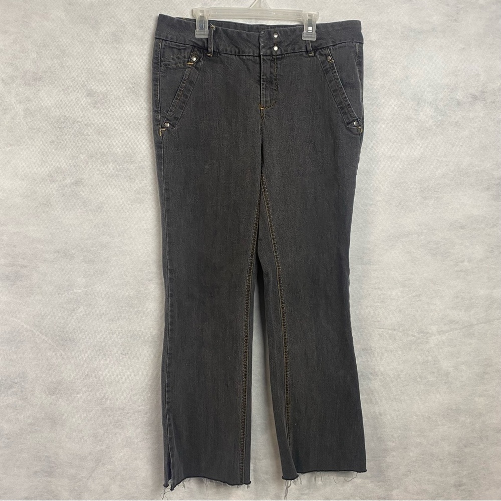 Liz&CO Jeans Women’s Sz 8 Black Denim Mid-Rise Straight Leg Stretch Flaw